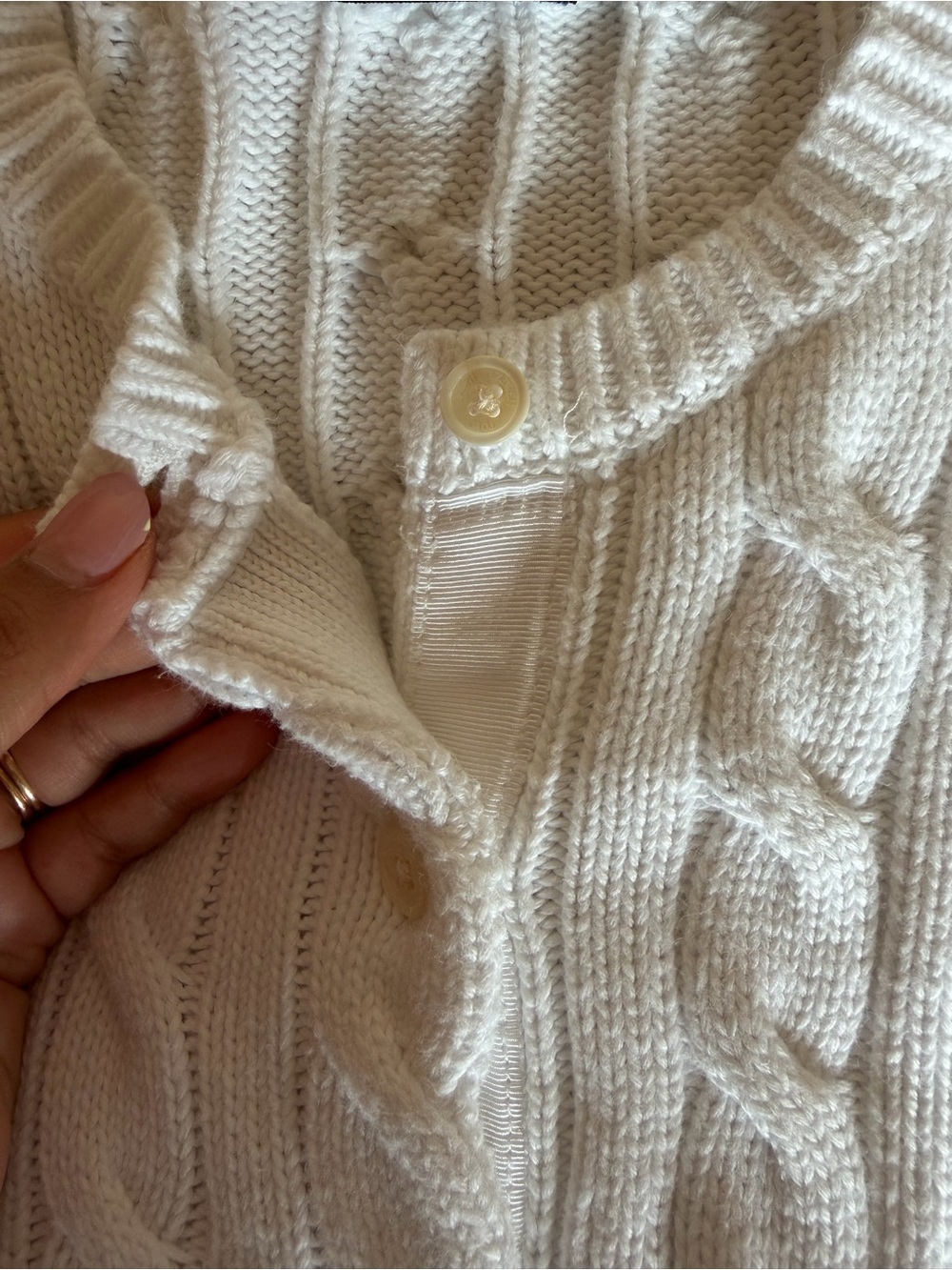 Ralph Lauren Cream Cable-Knit Button Cardigan with Navy Pony - Picture 8 of 8